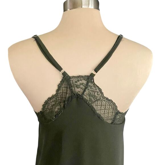 Forest Green Lace Trimmed Cami Tank Racerback SMALL Y2K Fairy Grunge Romantic - Picture 5 of 9